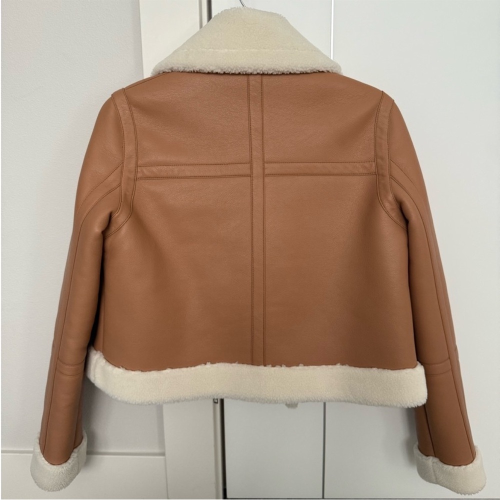 Stand Studio Tan Leather Jacket With Shearling Co… - image 4